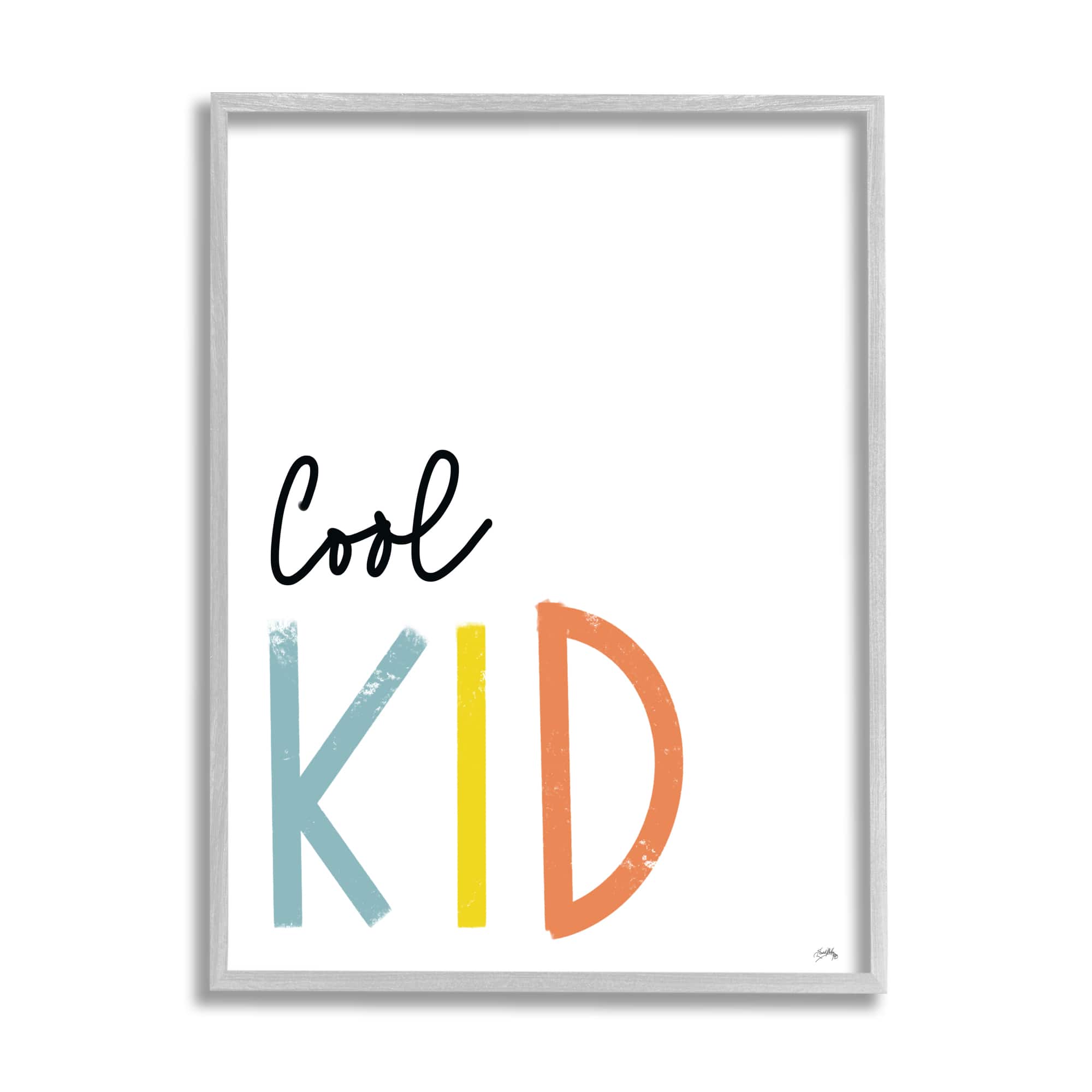 Stupell Industries Cool Kid Text Minimal Red Yellow Blue Typography Framed Wall Art